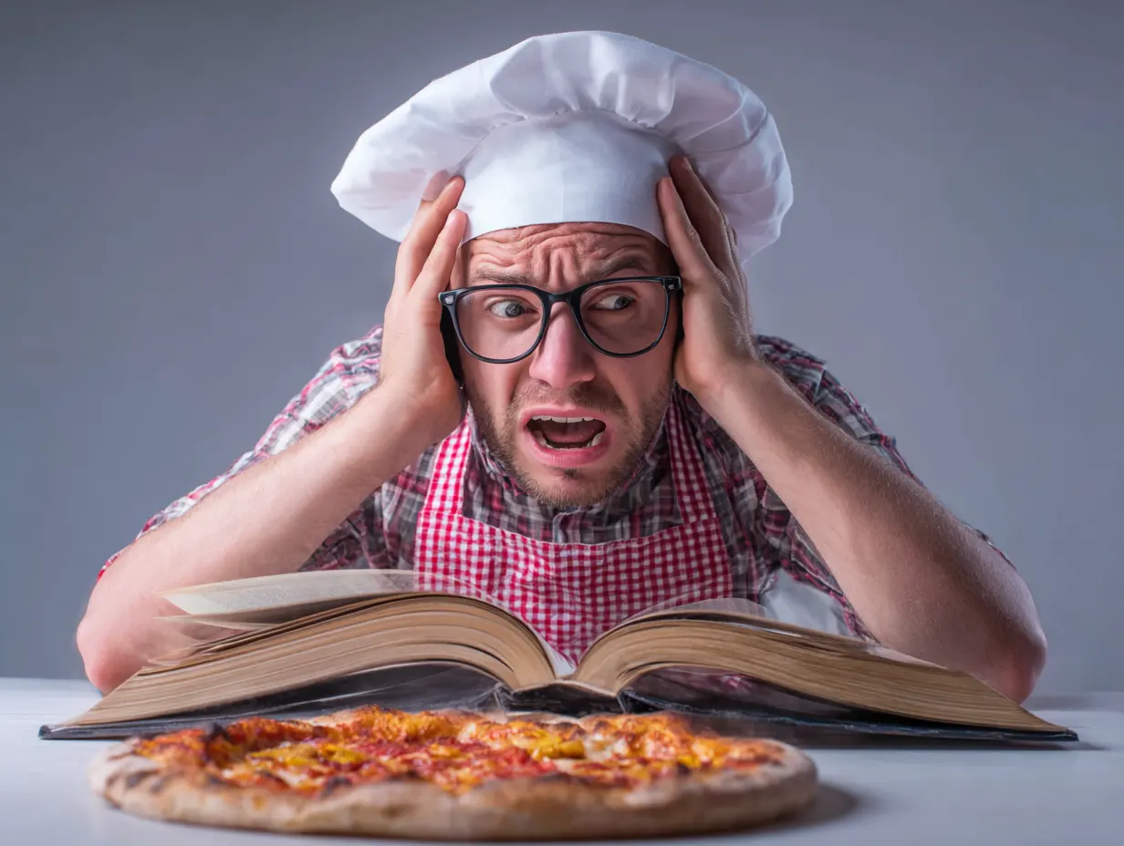 Man Depressed reading recipe